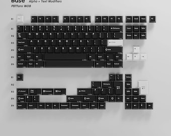 WOB PBT Doubleshot Keycap Set Cherry Profile Black White Keycaps ISO Enter 1.75U Shift Modifier Keys for Mechanical Keyboard