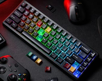 Black Jade Cherry Profile PBT Keycaps Set, 142 Keys Translucent Full Keycap Set for Mechanical Keyboard