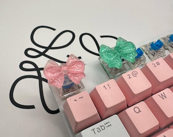 DIY Resin Bow Keycap Macaron Pink Cute Keycap for Mechanical Keyboard Custom Single Keycap Personalized Keyboard Accessory