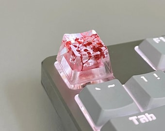1Pc Epoxy DIY Translucent Leaves Dry Flower Resin Keycap for Mechanical Keyboard Cross Stem Compatible