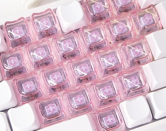 20pcs Comfort Typing PBT 1U Keycaps with Unique Character Head Design, MAO Transparent Blank Keycaps for Keyboard Enthusiasts
