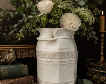 Vintage Studio Pottery Vase by Michigan Artist Rita Meech | Handcrafted Sculptural Ceramic Vessel | 7” Rustic Farmhouse Decor