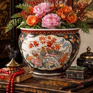 Large Asian Ceramic Planter - Etsy