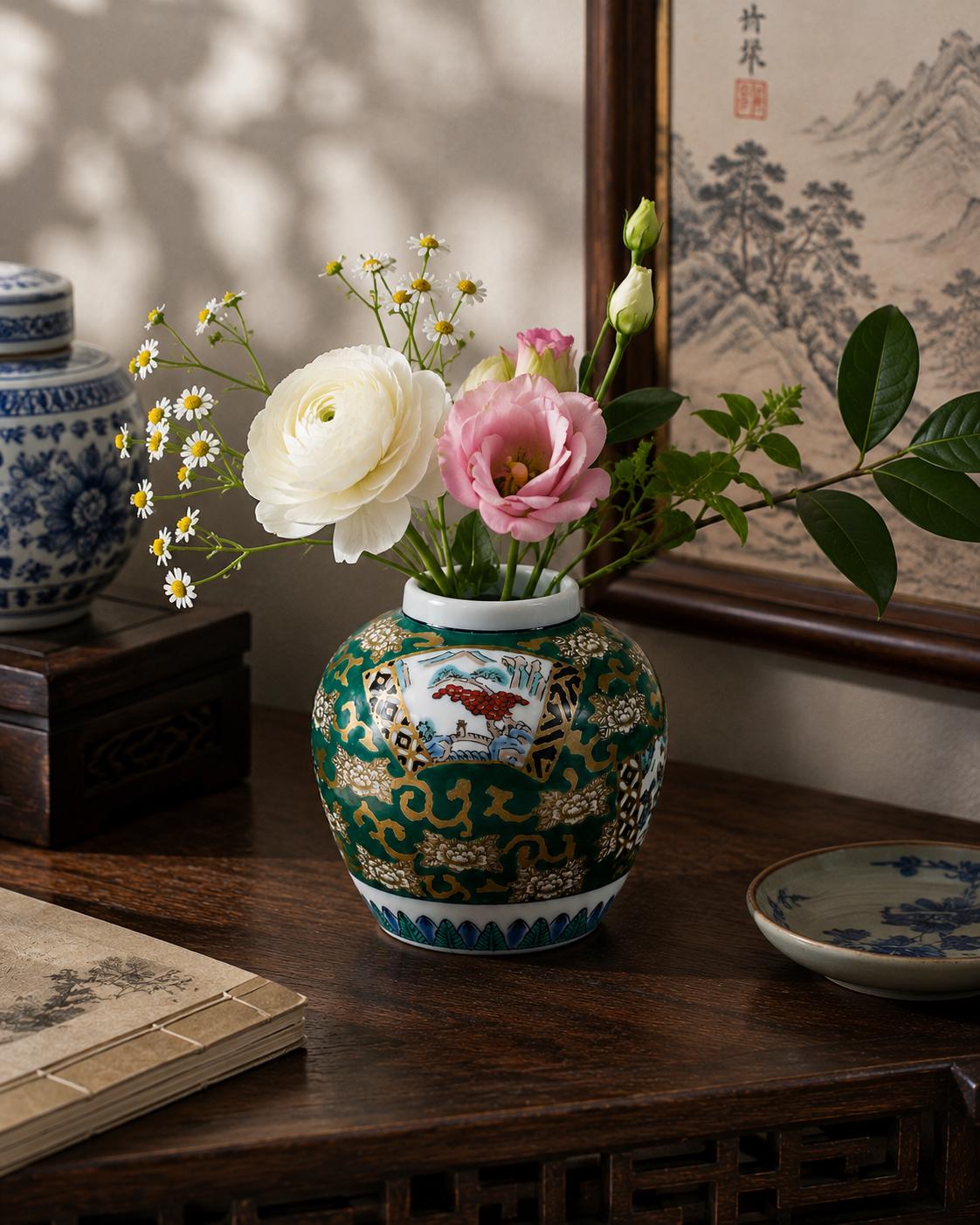Hand Painted Gold Imari Vase - Etsy