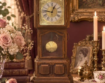 Vintage Electric Sunbeam Tempus Fugit Pendulum Clock | Wood Look Plastic Mantel Clock | Roman Numeral Clock | Vintage Home Decor