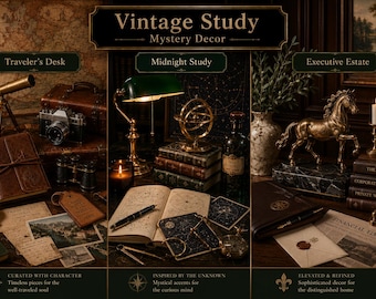 Curated “Vintage Study” Mystery Box |Choose your Style | Curator Picks Library Decor| Travelers Desk|