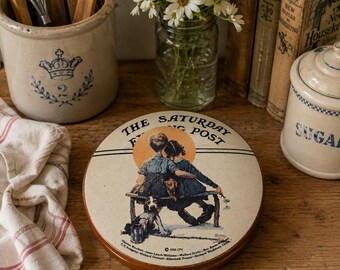 Vintage Norman Rockwell Saturday Evening Post Tin | Daher England Collector’s Series Round Trinket Box | Nostalgic Americana Decor