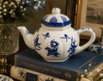 Vintage Blue & White Miniature Teapot | Decorative Porcelain Teapot | Cottage, Storybook  Tea Room Decor