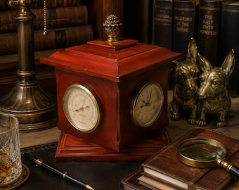 Vintage Bombay Company Rotating Desktop Weather Station – Clock, Barometer, Hygrometer & Thermometer