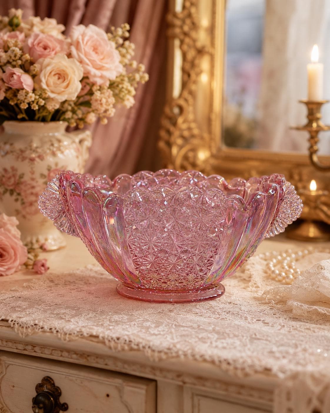 Pink Fenton Bowl - Etsy