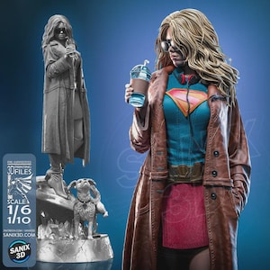 Super Heldin mit Begleiter, 1/6 - 1/10 Skala, unbemalte Resin Statue, Fan Art, Sanix3D
