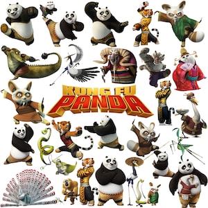 Paquete de imágenes PNG y JPEG de Kung Fu Panda / Imágenes prediseñadas de pandas de artes marciales para camisetas, pegatinas SVG y descarga digital para Cricut
