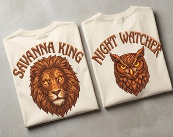 Night Watcher Owl & Savanna King Puff Design, Mystical Owl Mandala Design, Vintage Boho Animal Graphic, 3D Texture, Spiritual Art PNG