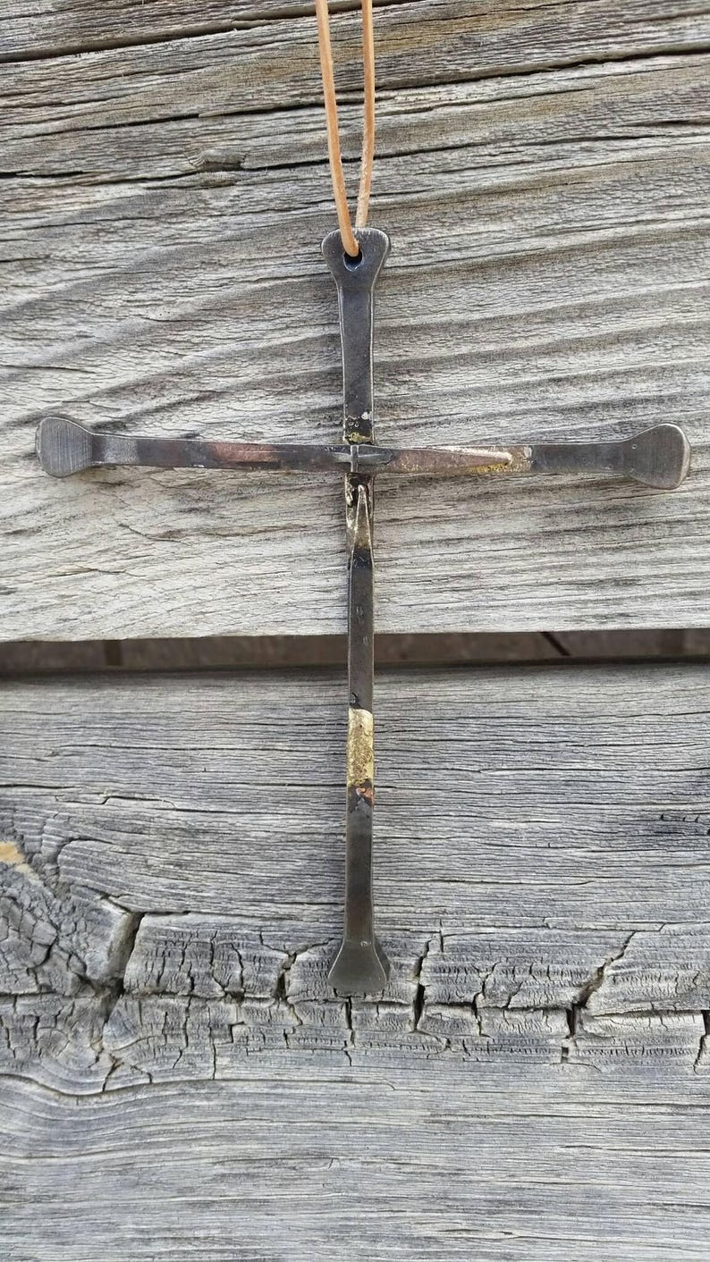 Horseshoe Nail Cross Large Etsy
