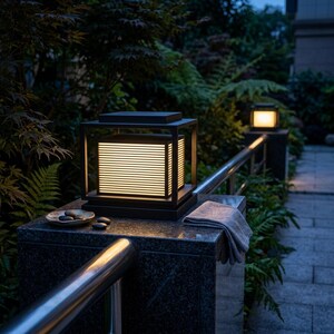 Modern LED-pelarlampa i rostfritt stål: Dimbar utomhusträdgårdslampa