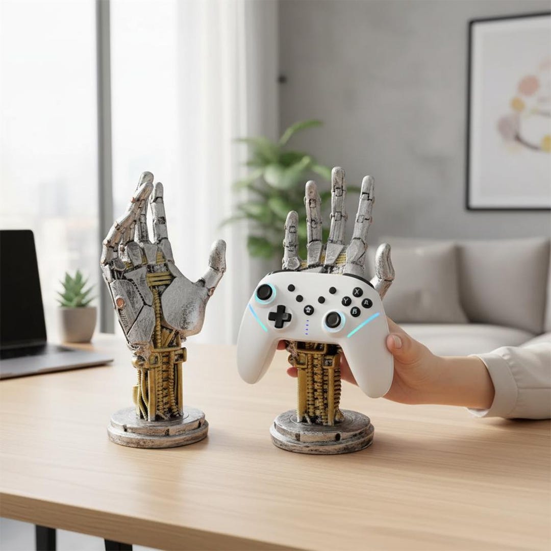 Control Rework Gamer Robot Cyberpunk Robot Hand Game Controller Stand – Futuristic Mechanical Arm ...