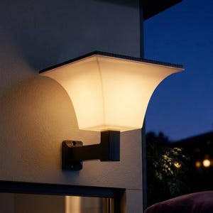 Lámpara de pared solar LED con sensor de movimiento: Lámpara de exterior impermeable para porche (sensor de radar)