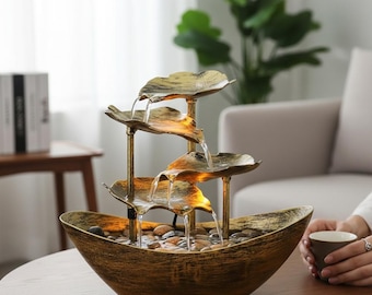 Lotus Leaf Tabletop Fountain – 4-Tier USB Desk Decor