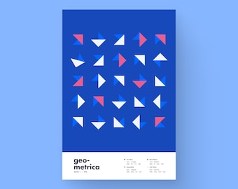 Impresión artística de triángulo azul cobalto / Decoración de pared geométrica llamativa / Geométrica n.° 14