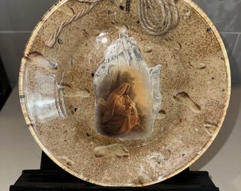 Homemade Religious plate with Jesus Footprints