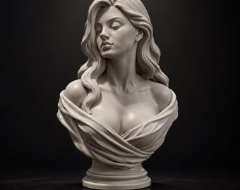 Busto de mujer elegante STL, escultura femenina clásica, archivo para impresión 3D