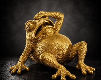 Rana cansada STL - Estatua divertida de rana, archivo de impresión 3D de animal exhausto