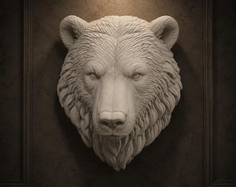 Arte mural de oso (archivo STL) / Decoración rústica con cabeza de animal impresa en 3D