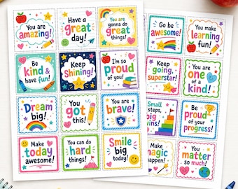 Kids Lunchbox Notes Printable 24 Positive School Notes A4 Letter PDF