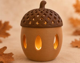 Portavelas con forma de bellota (archivo STL), compatible con linternas otoñales gratuitas, decoración otoñal (archivo para impresión 3D)