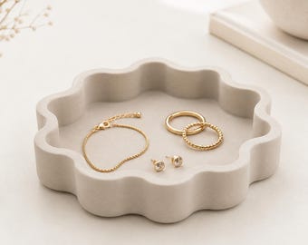 Bandeja ondulada multiusos, archivo STL, plato moderno para joyas, soporte para anillos, archivo de impresión 3D
