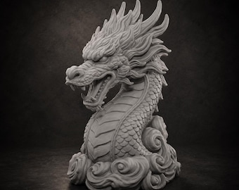 Archivo STL de dragón japonés / Modelo de busto de dragón de fantasía para impresión 3D