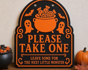 Halloween Candy Sign STL, Please Take One Door Decor 3D Print File, Commercial Use