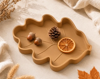 Bandeja con diseño de hoja de roble (archivo STL) – Plato multiusos para decoración otoñal, joyero e impresión 3D de otoño.