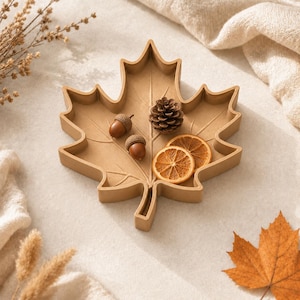 Maple Leaf Tray STL File Fall Decor 3D Print Autumn Catchall Jewelry Dish