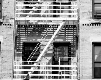 New York City Fire Scape, Industrial Artwork, Urban Artwork, Architectural Artwork, Black and White Fine  Art Photography 8x12