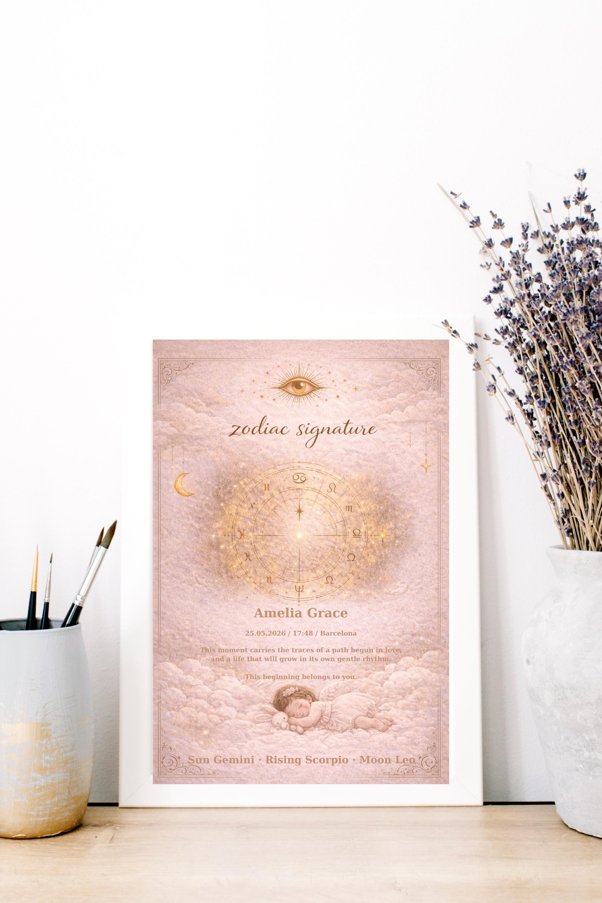 Personalized Baby Birth Chart Print, Zodiac Nursery Wall Art, Custom ...