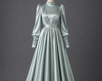 Mint Green Evening Dress Hijab