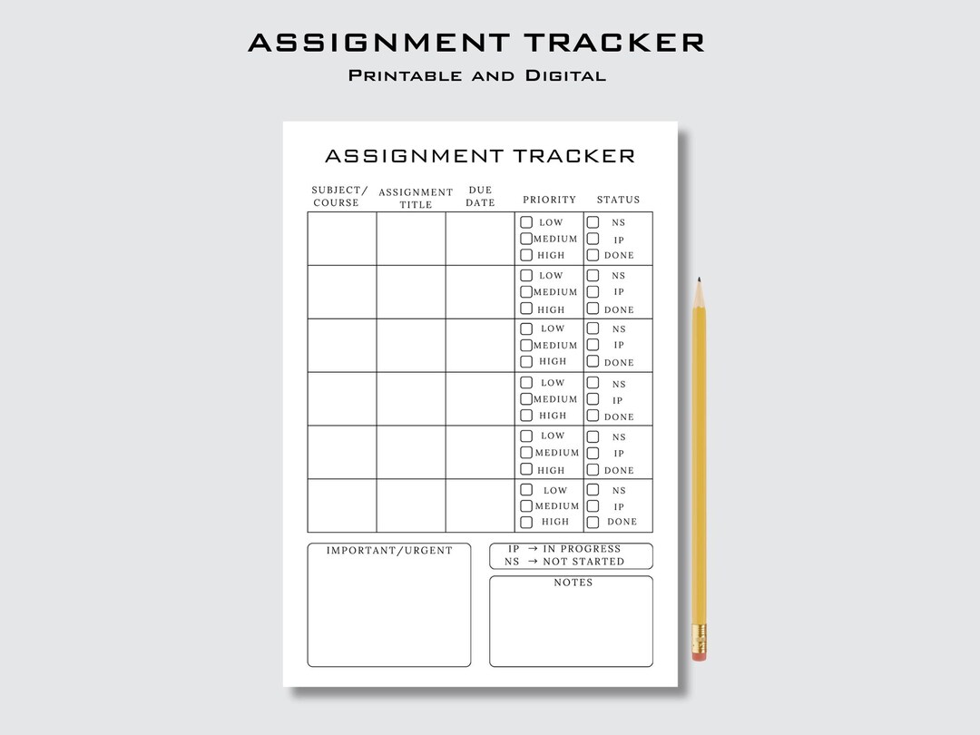 Assignment Tracker Printable | Assignment Planner PDF | Organize ...
