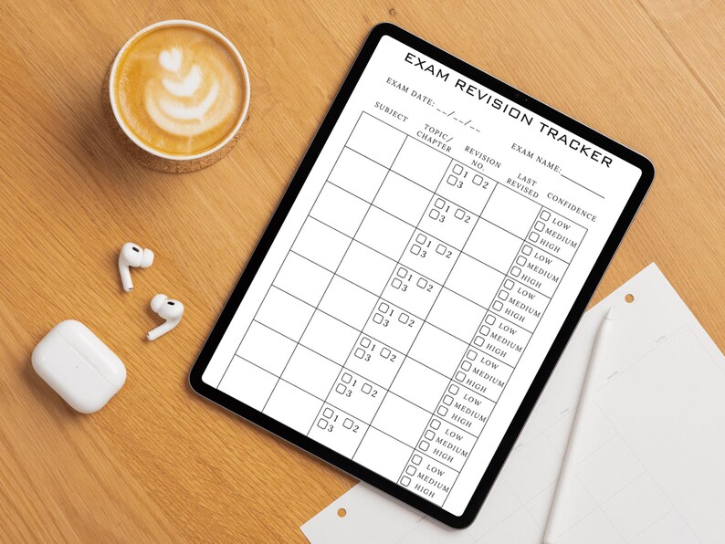 Subject Review Tracker Exam & Test Revision Tracker Printable | Study Planner PDF | Minimal ...