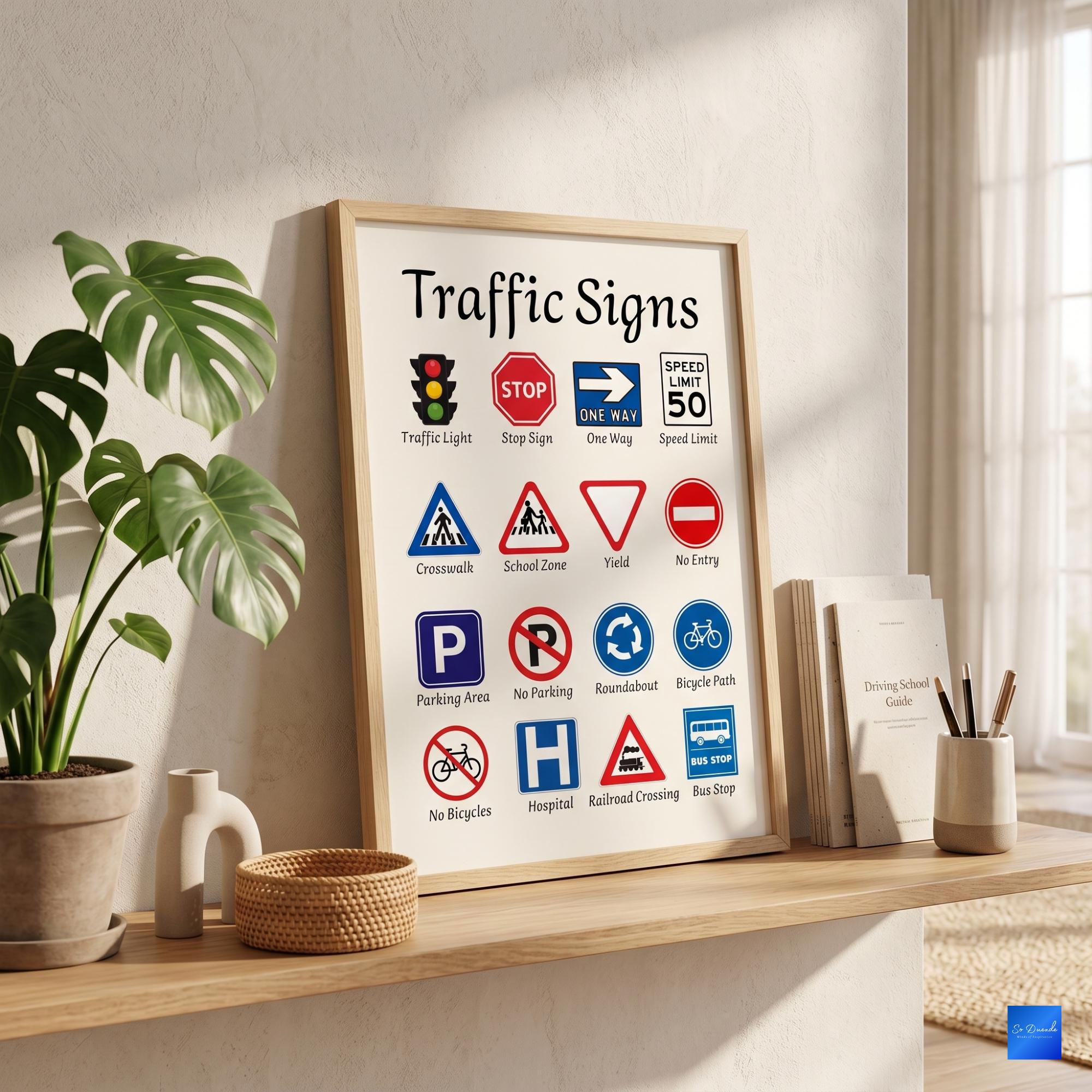 Traffic Signs Poster Set, Montessori Wall Art for Kids, Toddler ...
