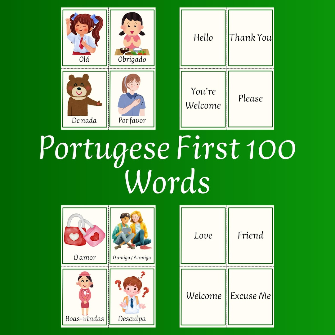 Portuguese First 100 Words Flashcards, Portuguese Flashcards for Kids ...