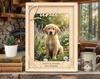 Personalized Dog Memorial Frame, Custom Pet Loss Keepsake, Wooden Sympathy Gift, Remembrance Decor, Tribute for Dog Lovers, Home Display Art