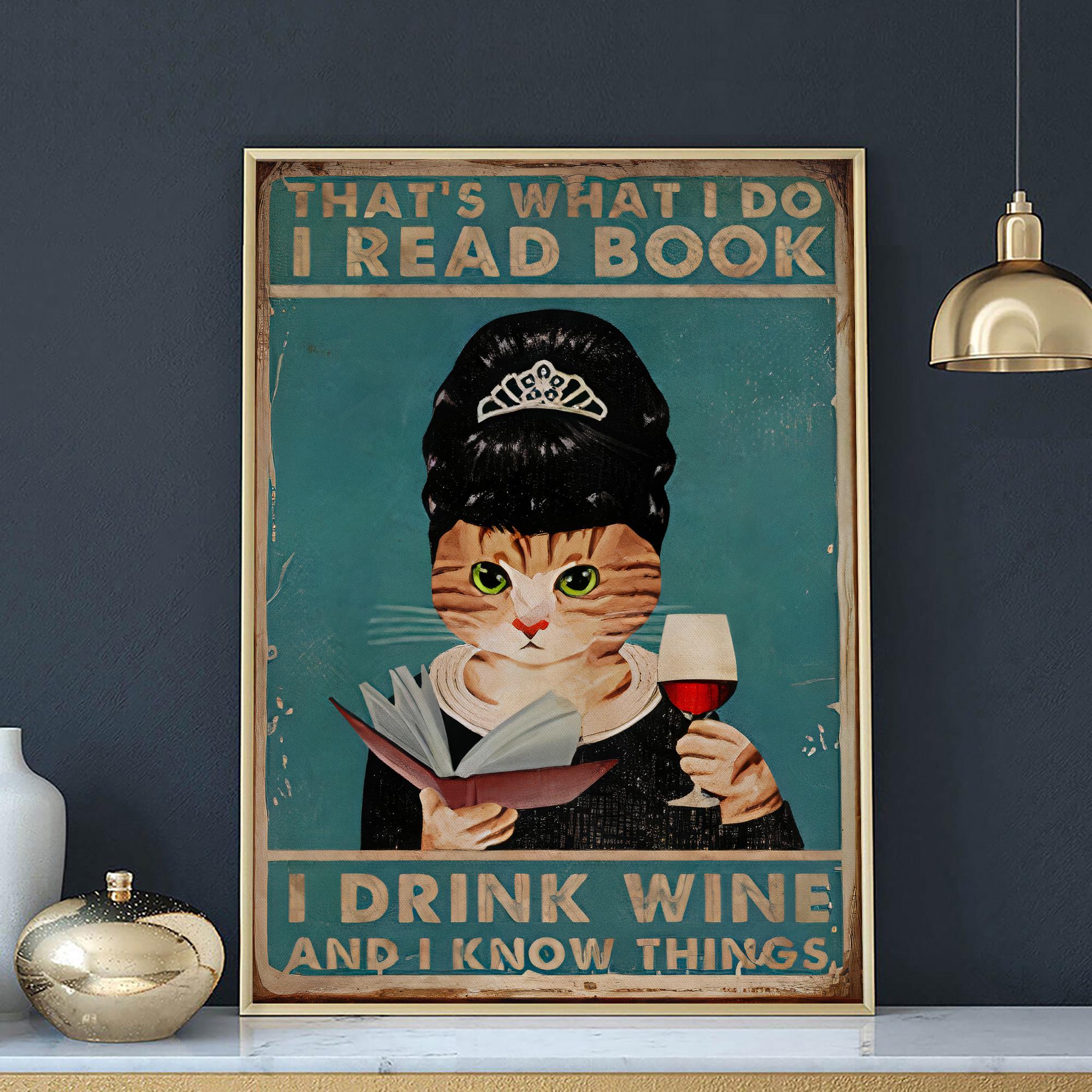 Tazza Divertente Hot Trendy Cat Con Manico | Leggo, Bevo Vino E So Le Cose | Mug In Ceramica 330 Ml Per Tè E Caffè