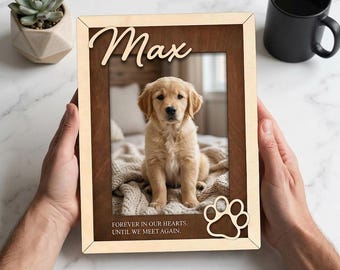 Personalized Dog Memorial Frame, Custom Pet Loss Gift, Wooden Photo Keepsake, Sympathy Home Decor, Remembrance Tribute for Bereaved Families