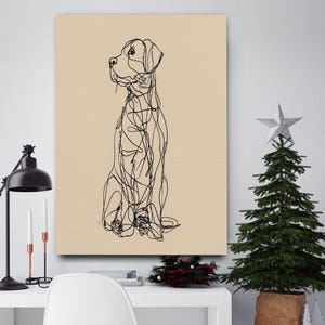 Lienzo minimalista con diseño de perro para amantes de las mascotas, póster de cachorro con garabatos adorables, arte mural con ilustración abstracta de perro, lienzo con estampado de raza de perro, animal.