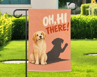 Funny Puppy Garden Flag, Waving Dog Yard Flag, Cute Pet Welcome Outdoor Porch Decor