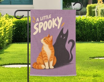 Spooky Cat Garden Flag, Halloween Black Cat Yard Decor, Cute Fall Outdoor Flag