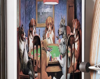 Dogs Playing Poker Canvas Art, Funny Dog Game Room Poster, Classic Animal Painting Print, Man Cave Wall Decor, Pet Lover Gift Canvas Decor.