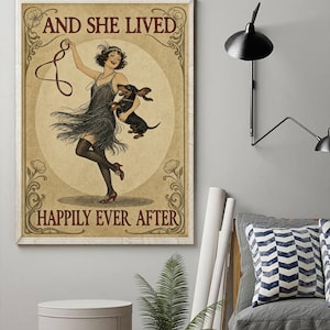 Vintage Flapper Dachshund Poster, Roaring Twenties Dog Canvas Art, Funny Woman Pet Wall Decor, Retro Girl Dog Lover Gift Print Home Decor