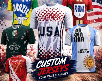 Custom World Cup Soccer Jersey, Personalized Name Number Shirt, International Team Fan Jersey, Football Gift for Men Women Kids